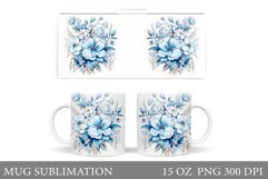 Flowers Mug Wrap Sublimation. Vintage Flowers Mug Design Product Image 1
