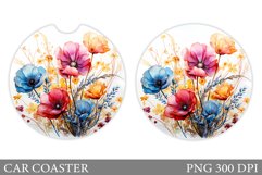 Flowers Car Coaster Sublimation. Wildflowers Car Coaster Product Image 1