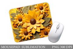 3D Flowers Mouse Pad. Wildflowers Mouse Pad Sublimation Product Image 1