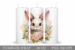 Cute Bunny Tumbler Sublimation. Bunny Summer Tumbler Design Product Image 1