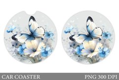 Butterfly Car Coaster Design. Flowers Coaster Sublimation Product Image 1