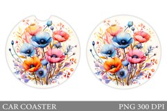 Wildflowers Car Coaster Sublimation. Flowers Car Coaster Product Image 1