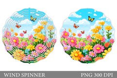Flowers Wind Spinner Sublimation. Summer Wind Spinner Design Product Image 1