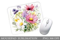 Wildflowers Mouse Pad Design.Flowers Mouse Pad Sublimation Product Image 1