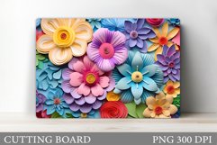 3D Flowers Cutting Board. Colorful Flowers Cutting Board Product Image 1