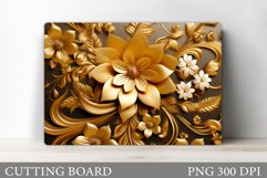 3D Flowers Cutting Board Design. Gold Flowers Cutting Boad Product Image 1