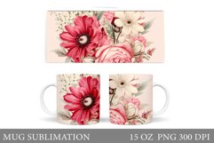 Flowers Mug Sublimation. Summer Mug Wrap Design Product Image 1