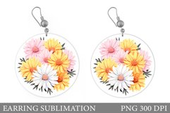 Daisy Flowers Earring Design. Flowers Round Earring Product Image 1