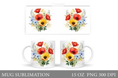 Flowers Mug Sublimation. Wildflowers Mug Design Product Image 1