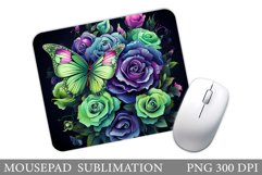 Butterfly Mouse Pad Design. Roses Mouse Pad Template Product Image 1