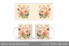 Flowers Mug Sublimation. Vintage Flowers Mug Wrap Design Product Image 1