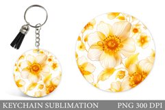 Flowers Keychain Sublimation. Flowers Round Keychain Design Product Image 1