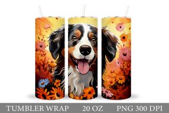 Dog Tumbler Sublimation. Dog Flowers Tumbler Design Product Image 1