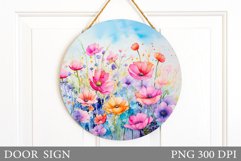 Wildflowers Door Sign Sublimation. Flowers Door Sign Design Product Image 1