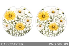 Daisy Flowers Car Coaster. Flowers Car Coaster Design Product Image 1
