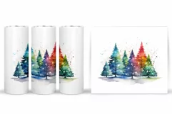 Rainbow Christmas Tree Tumbler. Christmas Tree Tumbler Wrap Product Image 2