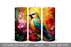 Bird Tumbler Sublimation. Bird Flowers Tumbler Design Product Image 1
