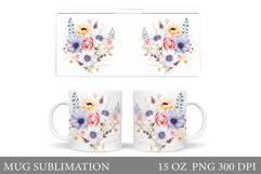 Flowers Mug Wrap Design. Wildflowers Mug Sublimation Product Image 1
