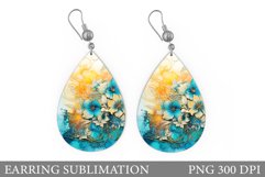 Flowers Earring Sublimation. Alcohol Ink Earring Design Product Image 1