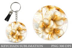 Flowers Keychain Design. Floral Keychain Sublimation Product Image 1