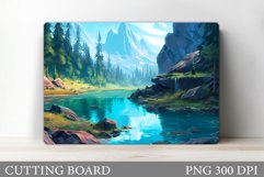 3D Mountains Cutting Board. 3D River Cutting Board Template Product Image 1