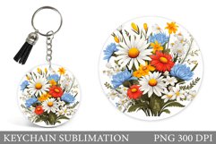 Flowers Keychain Sublimation. Summer Flowers Keychain Design Product Image 1