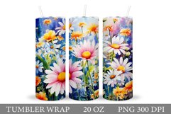 Daisy Flowers Tumbler Design. Flowers Tumbler Sublimation Product Image 1