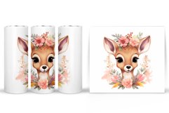 Cute Deer Tumbler Wrap Design. Flowers Tumbler Sublimation Product Image 2