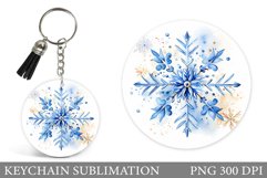 Snowflakes Keychain Sublimation. Snowflakes Round Keychain Product Image 1