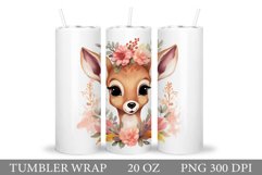 Cute Deer Tumbler Wrap Design. Flowers Tumbler Sublimation Product Image 1