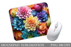 3D Flowers Mouse Pad Design. Flowers Mouse Pad Sublimation Product Image 1