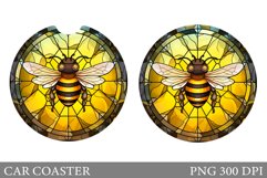 Bee Car Coaster Design. Stained Glass Bee Car Coaster Product Image 1