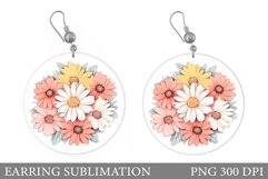 Flowers Round Earring. Daisy Flowers Earring Design Product Image 1