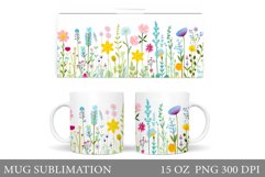 Wildflowers Mug Design. Flowers Mug Sublimation Product Image 1