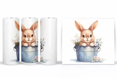 Bunny Easter Tumbler Design. Spring Bunny Tumbler Wrap Product Image 2