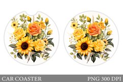 Sunflowers Car Coaster. Sunflowers Car Coaster Design Product Image 1