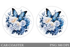 Butterfly Car Coaster Design. Roses Car Coaster Sublimation Product Image 1
