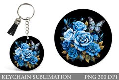 Butterfly Keychain Design. Flowers Keychain Template Product Image 1