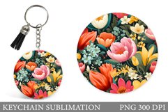 3D Flowers Keychain. Flowers Round Keychain Product Image 1