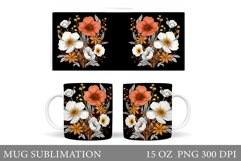 Flowers Mug Sublimation. Summer Mug Wrap Design Product Image 1