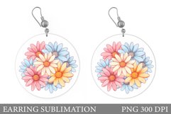 Daisy Flowers Earring Design. Flowers Round Earring Product Image 1
