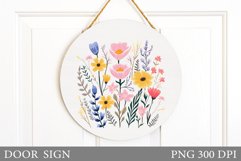 Flowers Door Sign Sublimation. Summer Door Sign Design Product Image 1