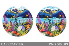 Wildflowers Car Coaster Design. Flowers Car Coaster Design Product Image 1