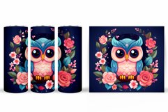 Cute Owl Tumbler Sublimation. Owl Flowers Tumbler Design Product Image 2