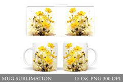 Flowers Mug Sublimation. Wildflowers Mug Design Product Image 1