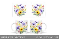 Wildflowers Mug Design. Flowers Mug Sublimation Product Image 1