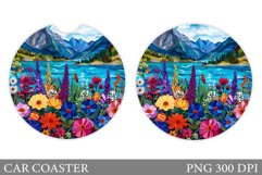 Wildflowers Car Coaster Sublimation. Flowers Car Coaster Product Image 1