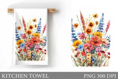Flowers Kitchen Towel. Wildflowers Kitchen Towel Design Product Image 1