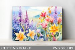 Wildflowers Cutting Board. Watercolor Flowers Cutting Board Product Image 1