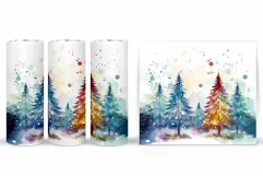 Watercolor Christmas Tree Tumbler Sublimation Product Image 2